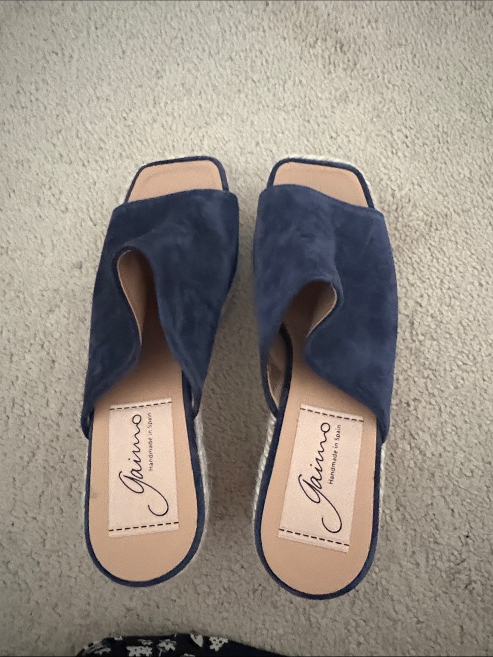 Gaimo Navy Suede Open-Toe Slide Mules for Women